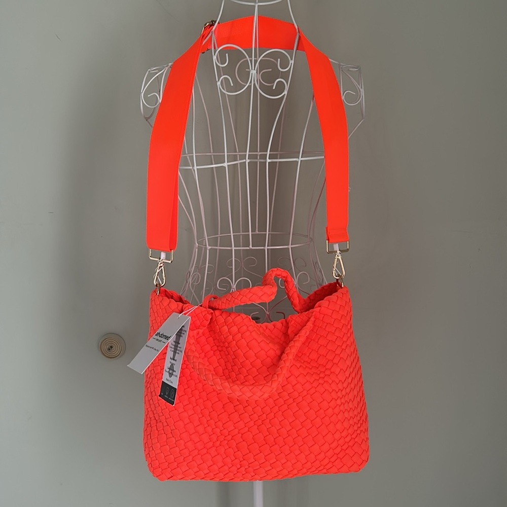 Ah.dorned Woven Shoulder Tote Bag with Adjustable Strap